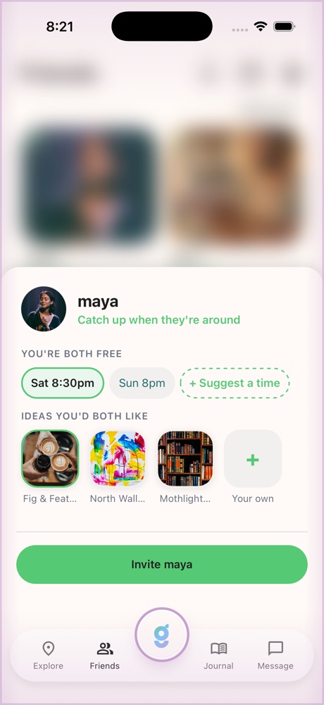 Inviting a friend to meet up